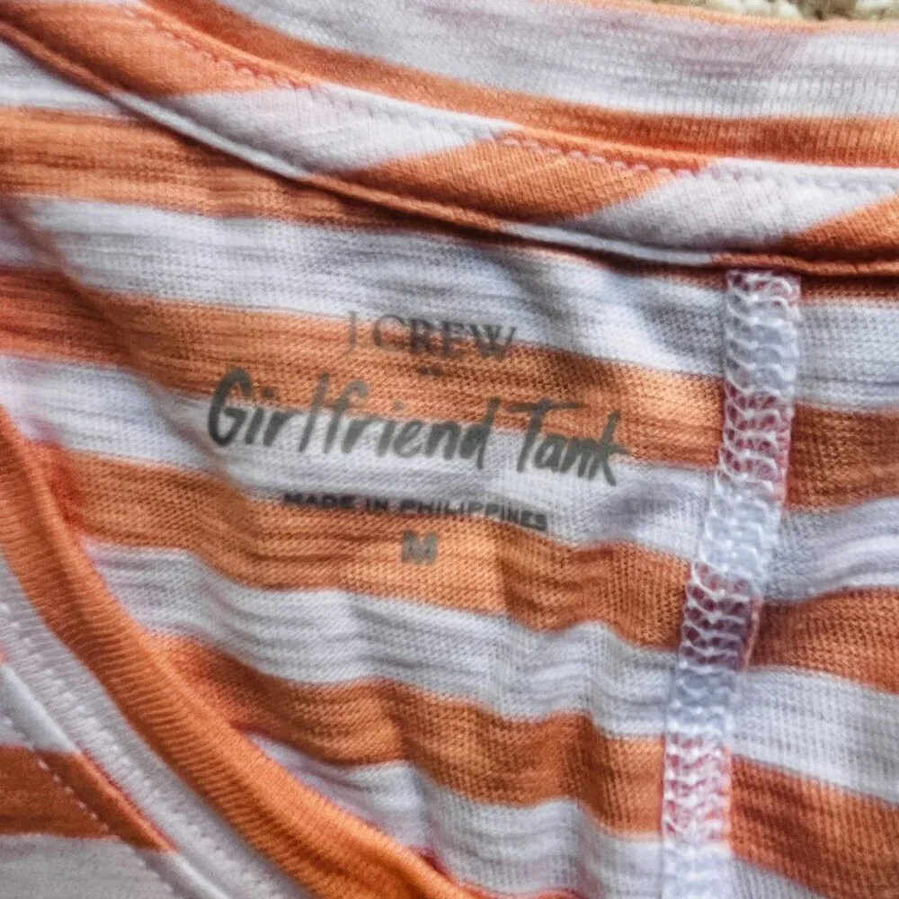 2/$30 J. Crew Peach Striped Girlfriend Tank Medium